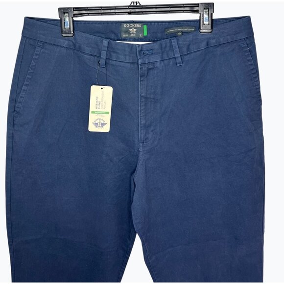 Dockers Womens High Straight Fit Ankle Weekend Chino Pants Blue Cotton Blend 34 - Picture 9 of 16